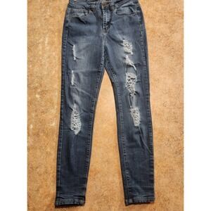 Rue 21 Jeans Womens 6 Xtra High Rise Ankle Skinny Distressed Medium Wash